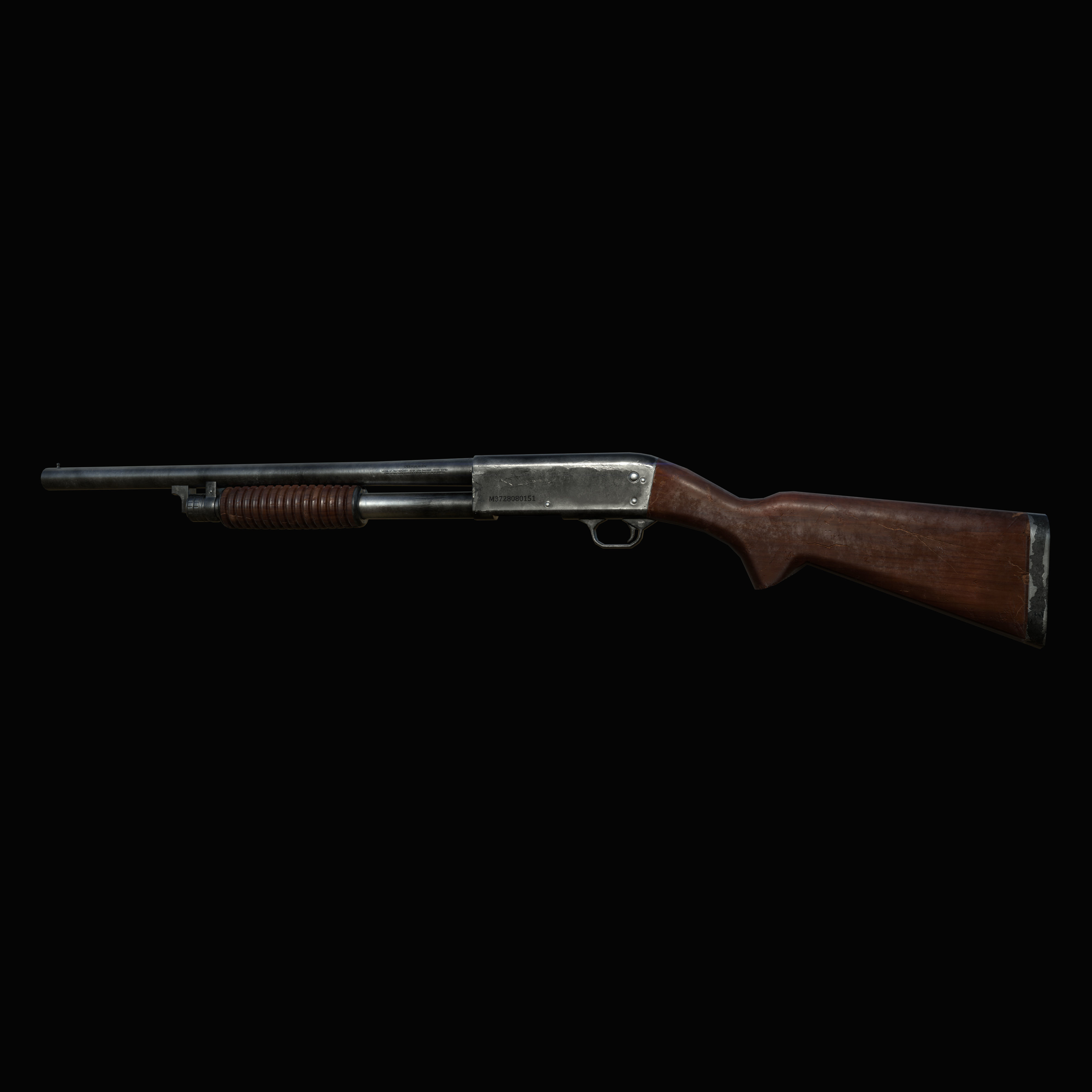 Ithaca 37 Shotgun M37 PBR MODEL UNITY UNREAL ENGINE Low-poly 3D model_3