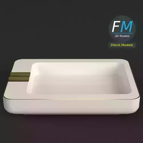 Rectangular ceramic ashtray