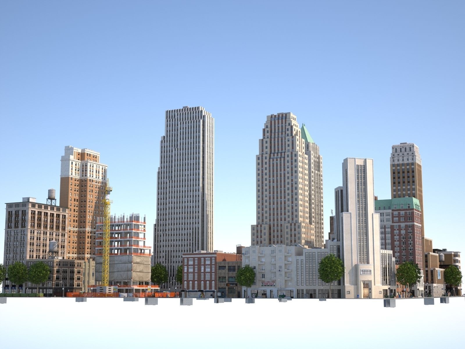 City KC7 Art Deco Low-poly 3D model_29