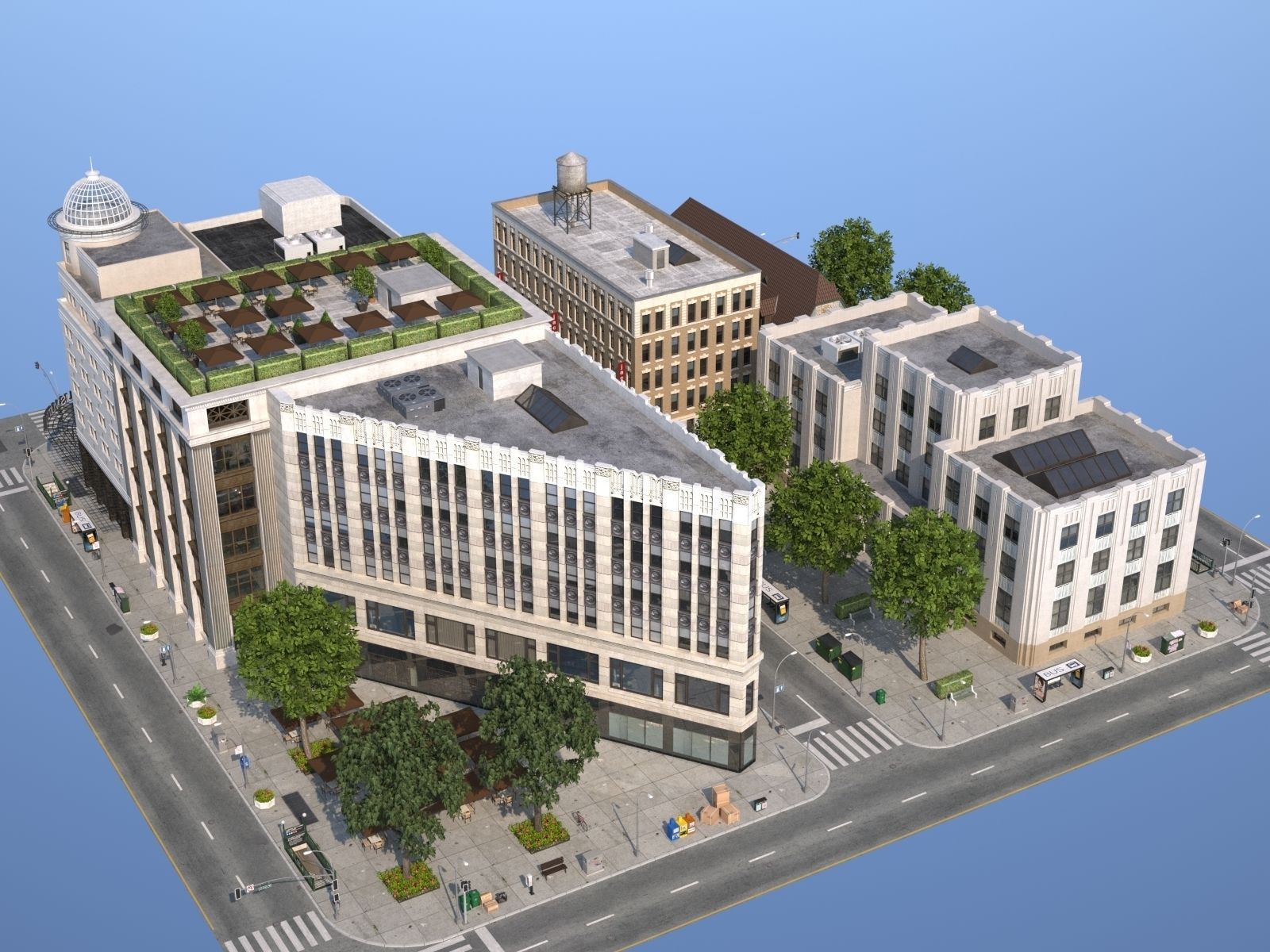 City KC7 Art Deco Low-poly 3D model_36