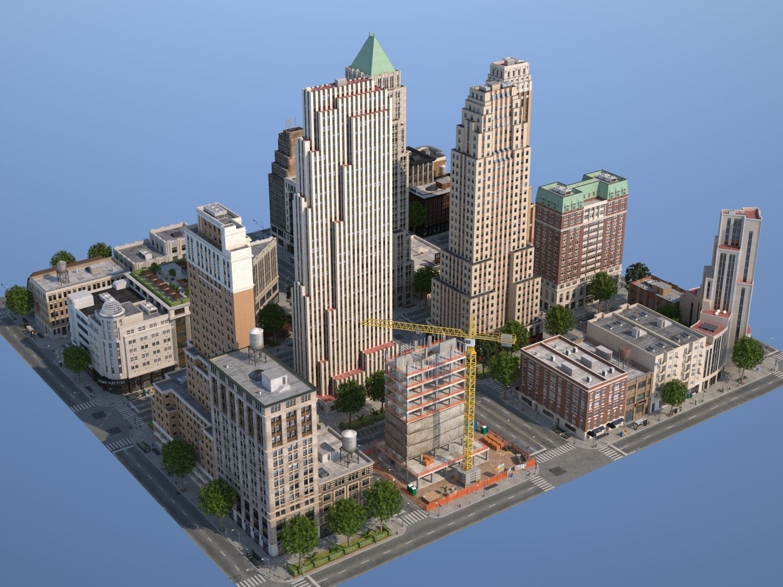 City KC7 Art Deco Low-poly 3D model_46