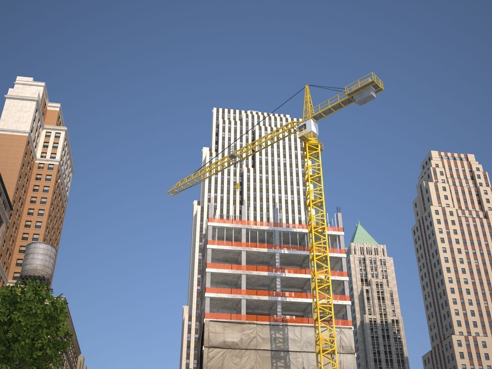 City KC7 Art Deco Low-poly 3D model_53