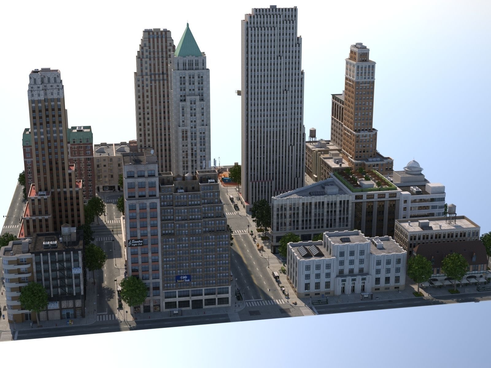 City KC7 Art Deco Low-poly 3D model_16