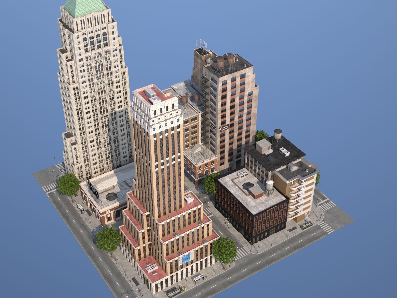 City KC7 Art Deco Low-poly 3D model_33