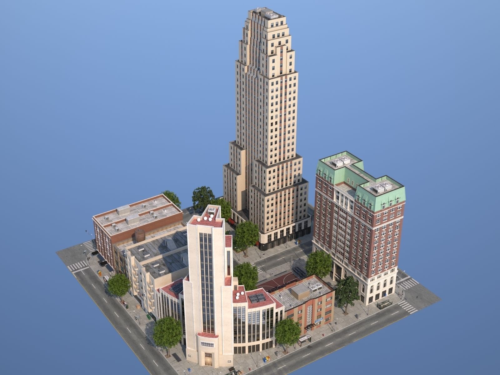 City KC7 Art Deco Low-poly 3D model_24