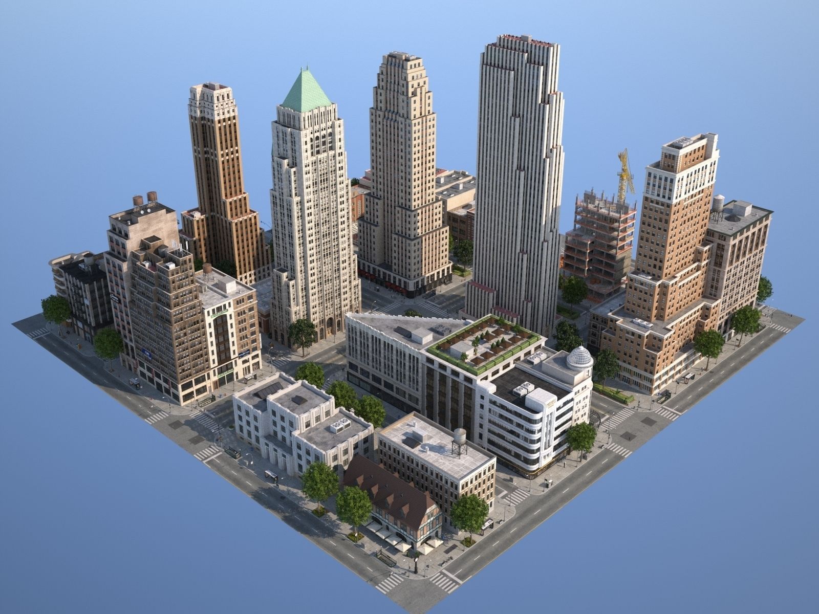 City KC7 Art Deco Low-poly 3D model_19