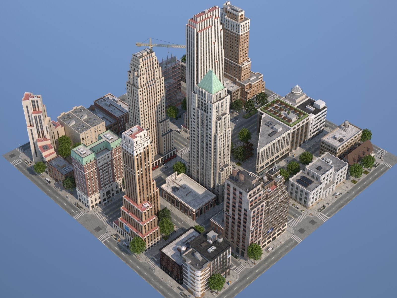 City KC7 Art Deco Low-poly 3D model_51