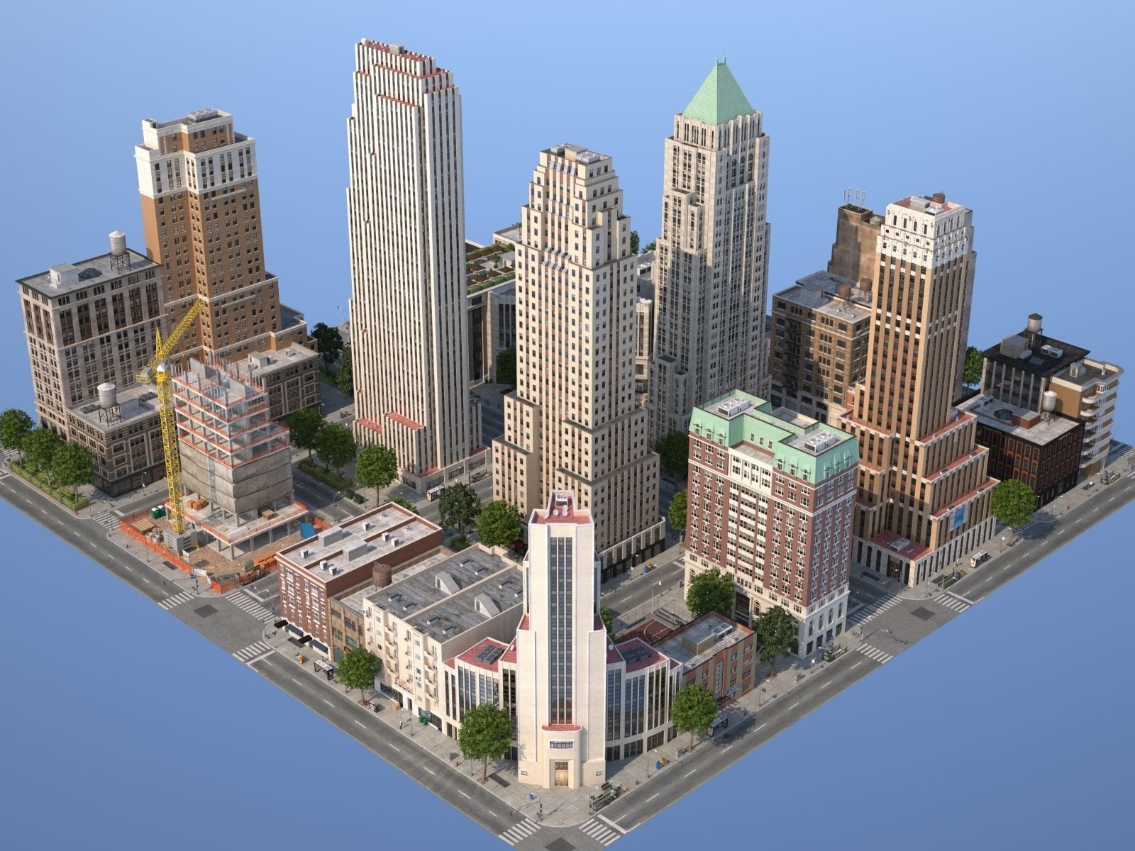 City KC7 Art Deco Low-poly 3D model_38