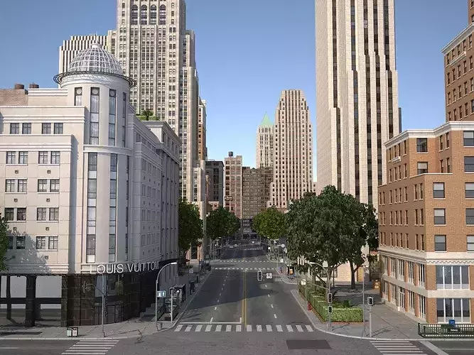 City KC7 Art Deco Low-poly 3D model 6