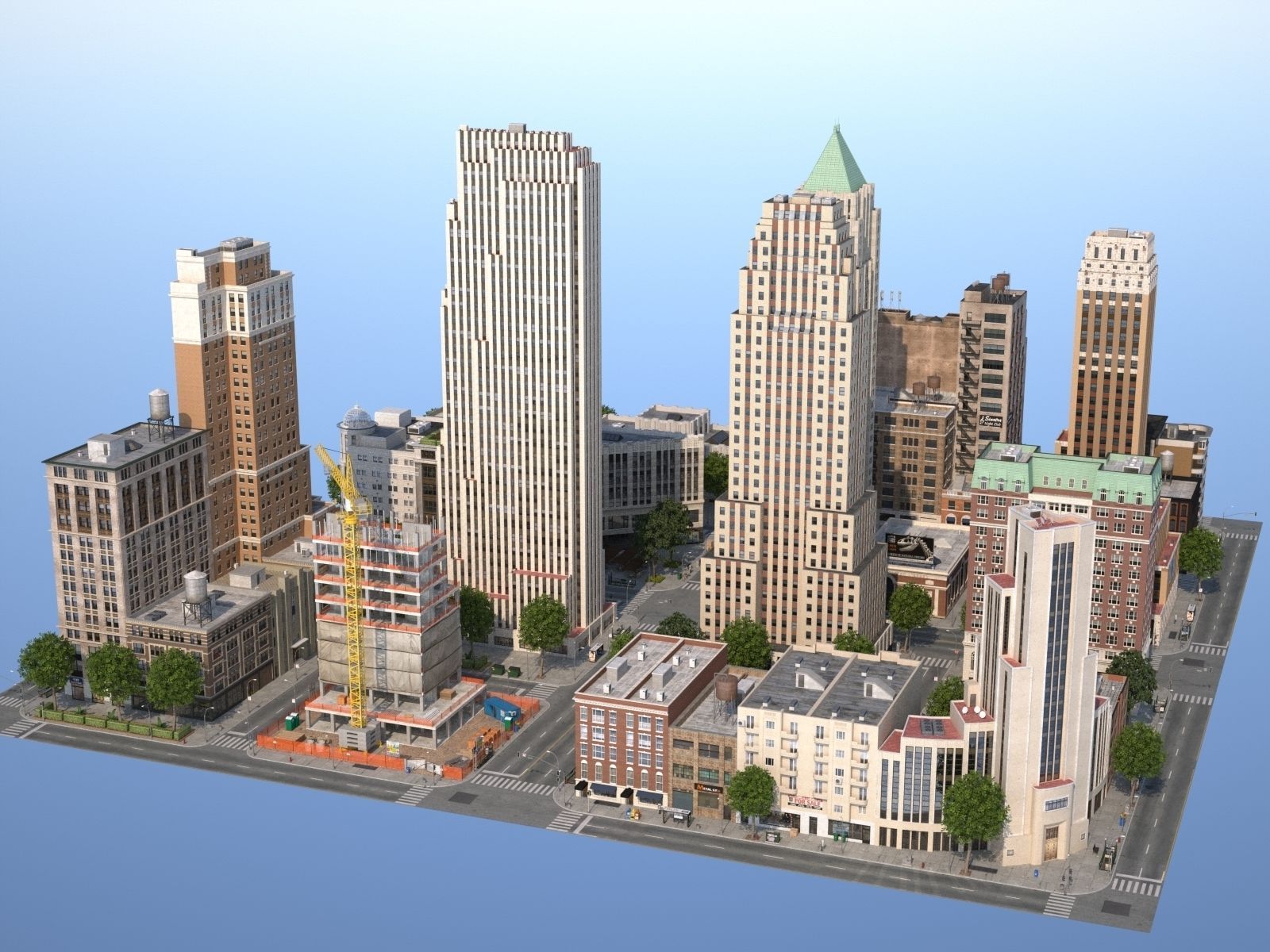City KC7 Art Deco Low-poly 3D model_31