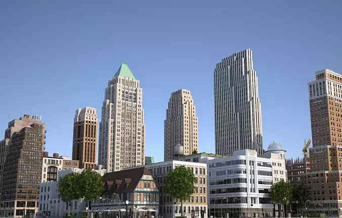 City KC7 Art Deco Low-poly 3D model 5