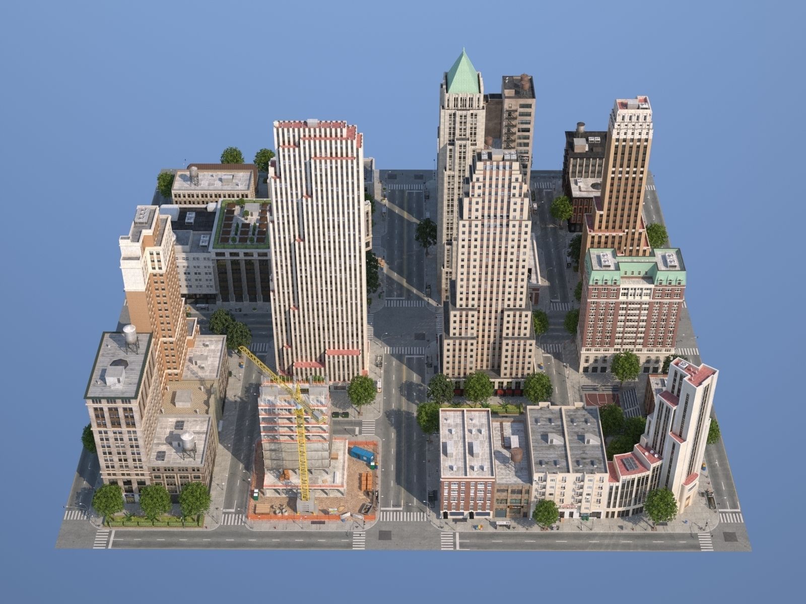 City KC7 Art Deco Low-poly 3D model_1