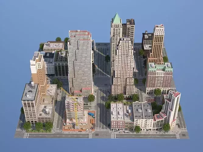 City KC7 Art Deco Low-poly 3D model 2