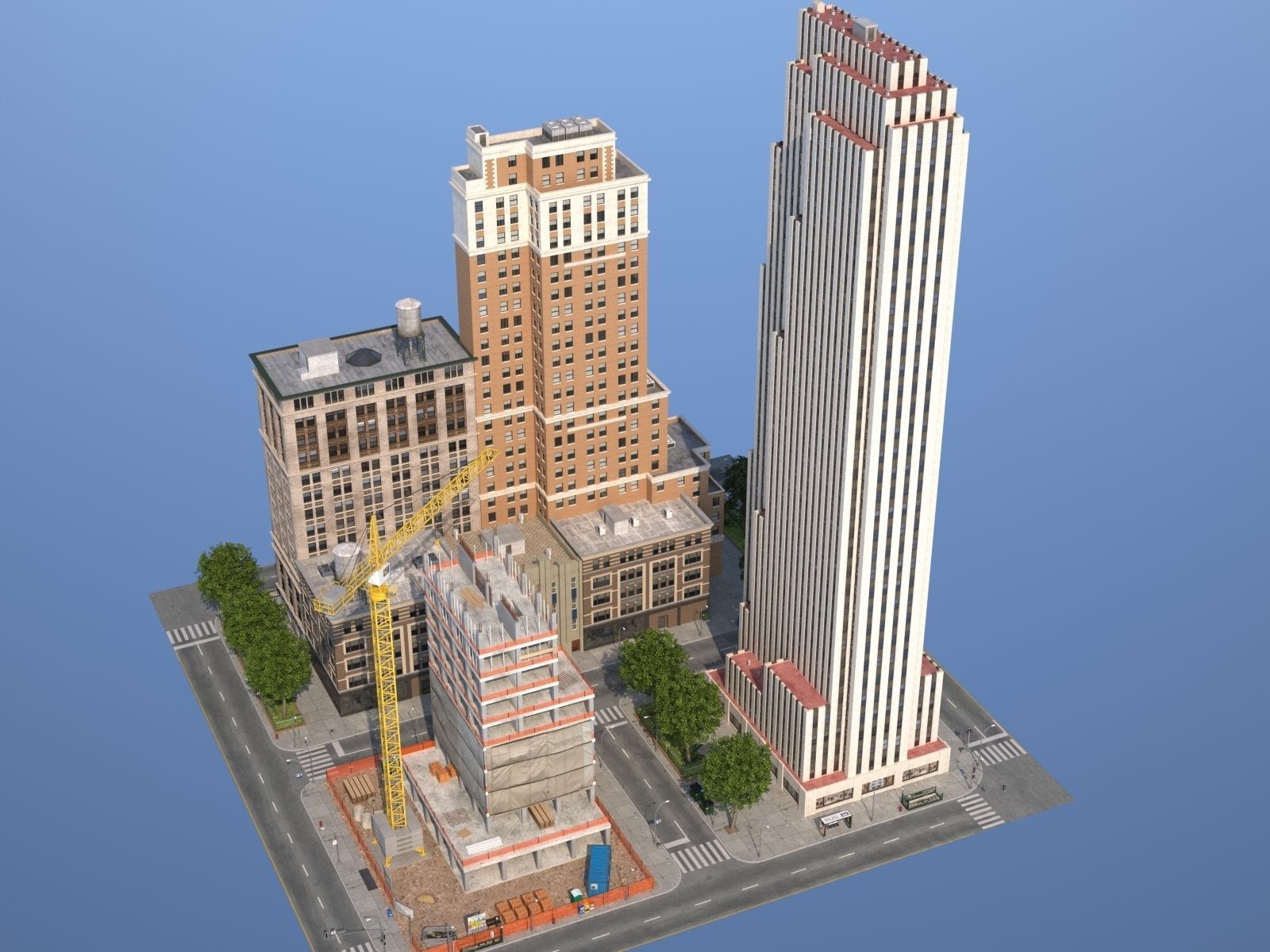 City KC7 Art Deco Low-poly 3D model_9