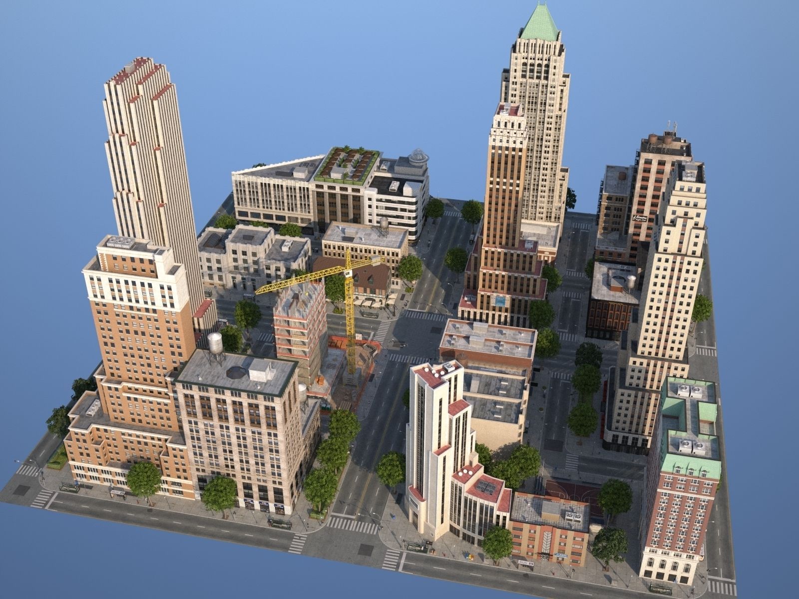 City KC7 Art Deco Low-poly 3D model_30