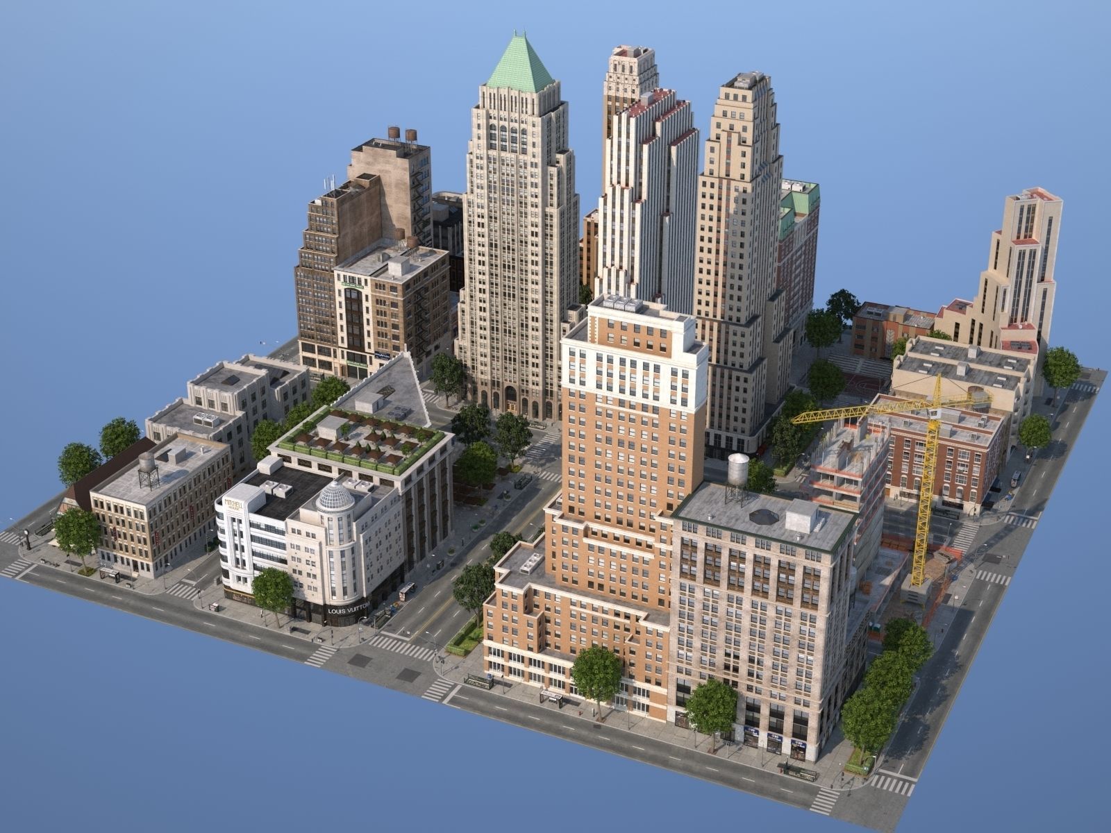 City KC7 Art Deco Low-poly 3D model_45