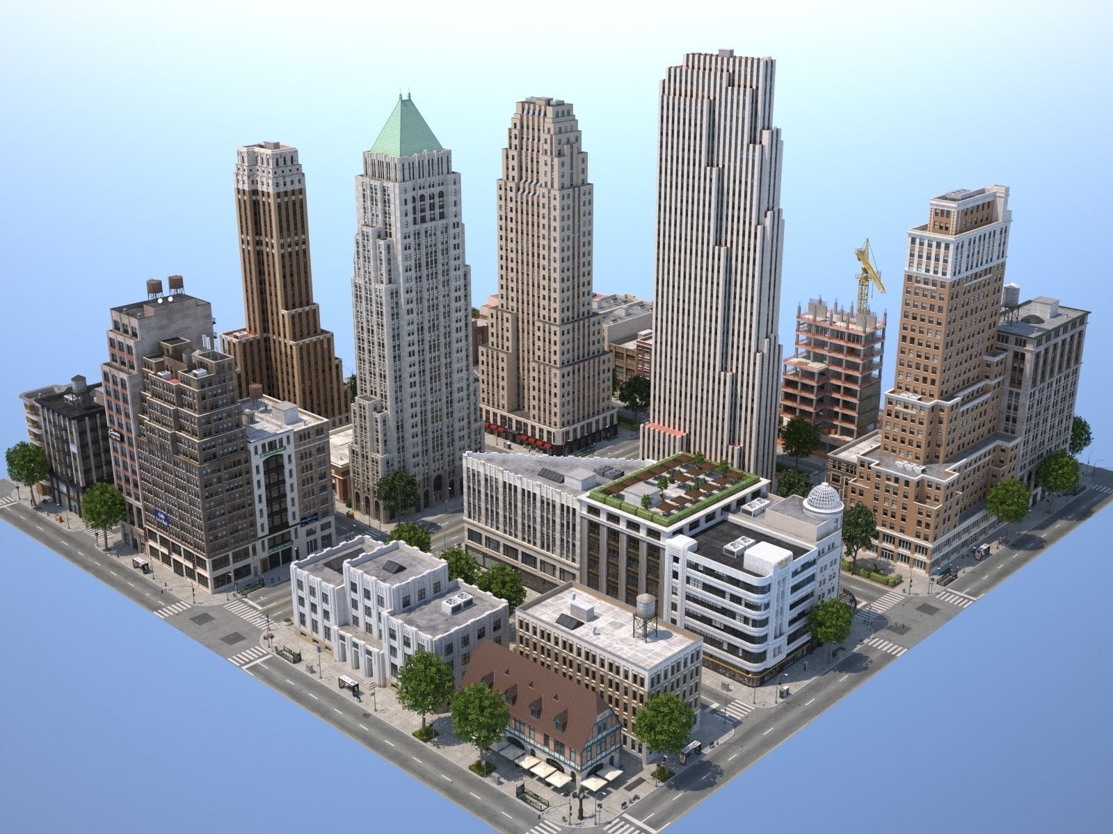 City KC7 Art Deco Low-poly 3D model_26