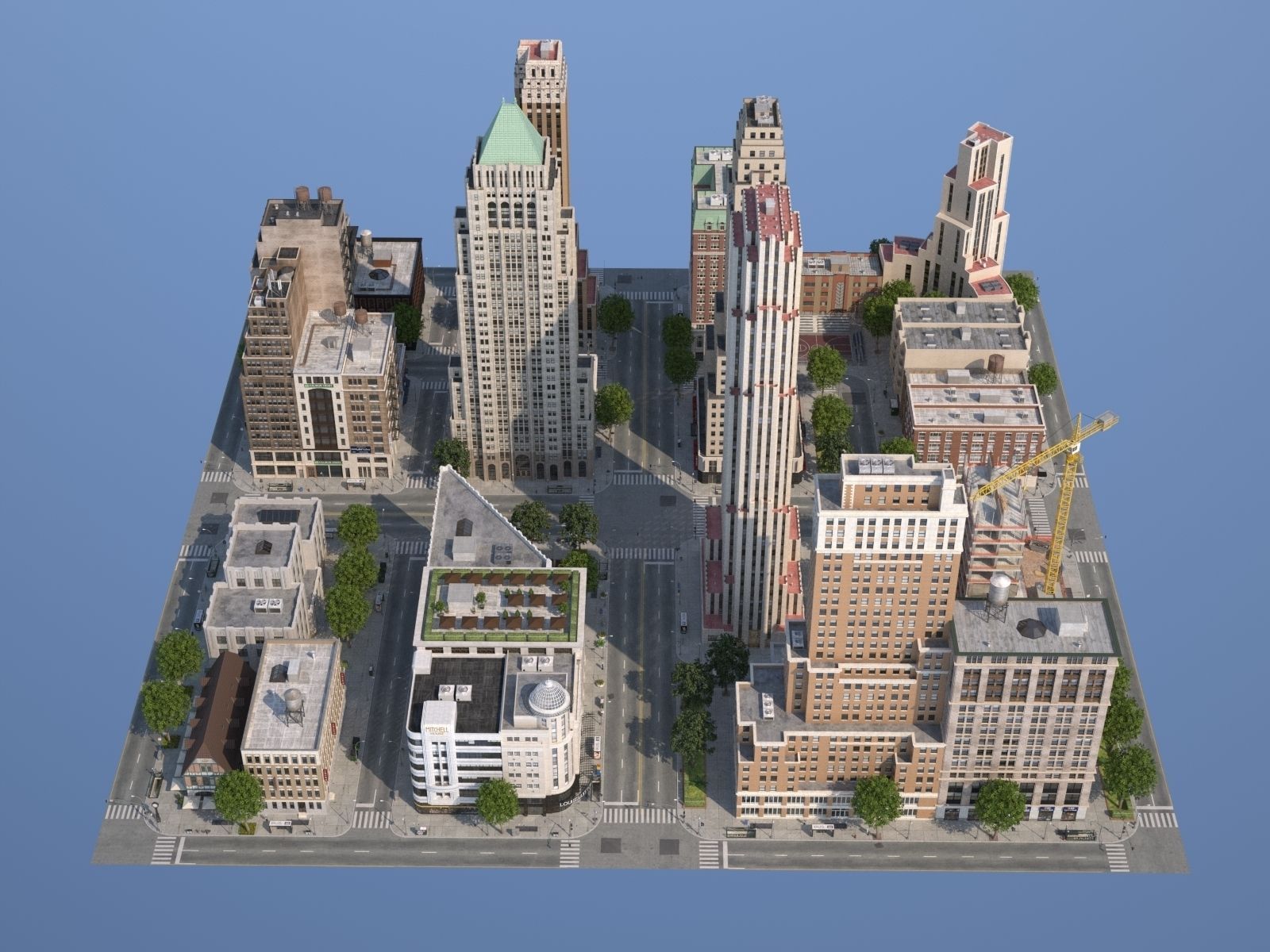 City KC7 Art Deco Low-poly 3D model_35