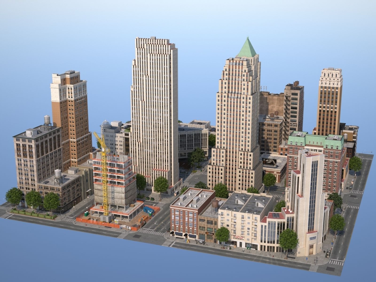 City KC7 Art Deco Low-poly 3D model_34