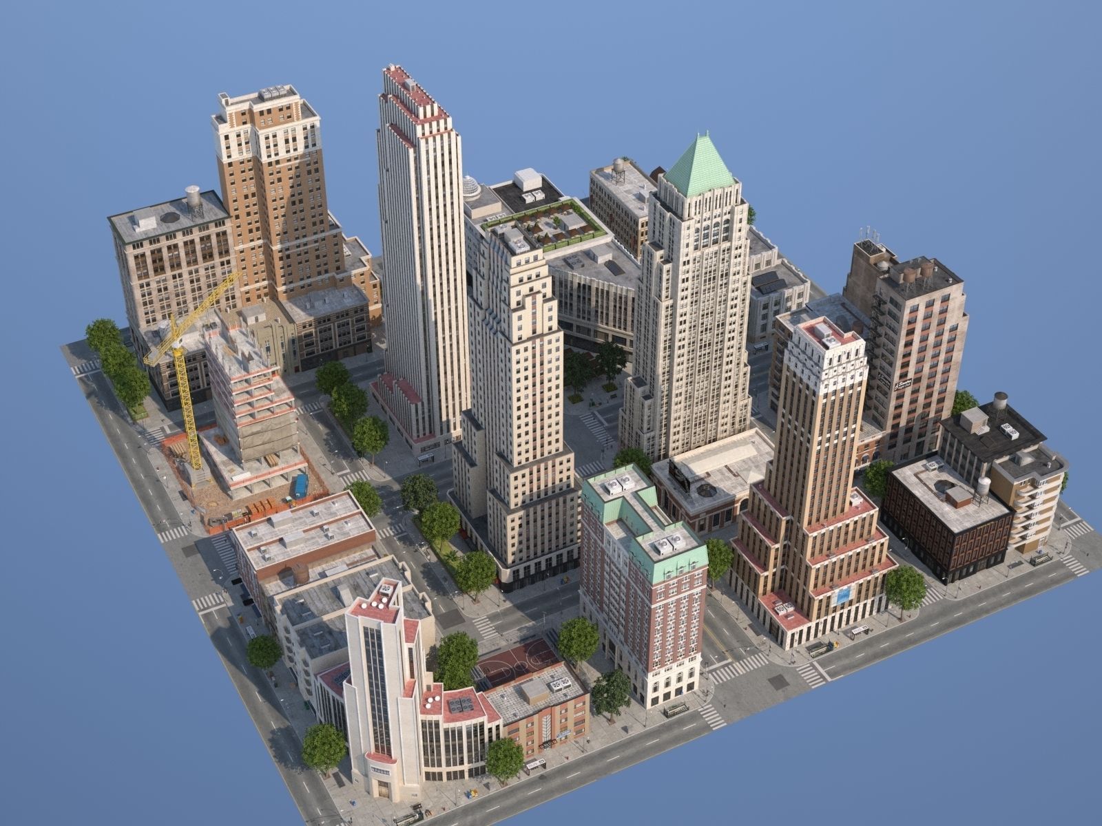 City KC7 Art Deco Low-poly 3D model_42