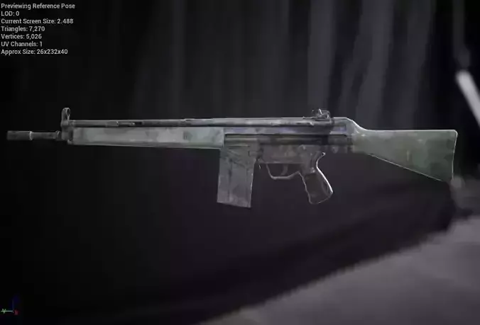 G3A4 Rifle Low-poly 3D model