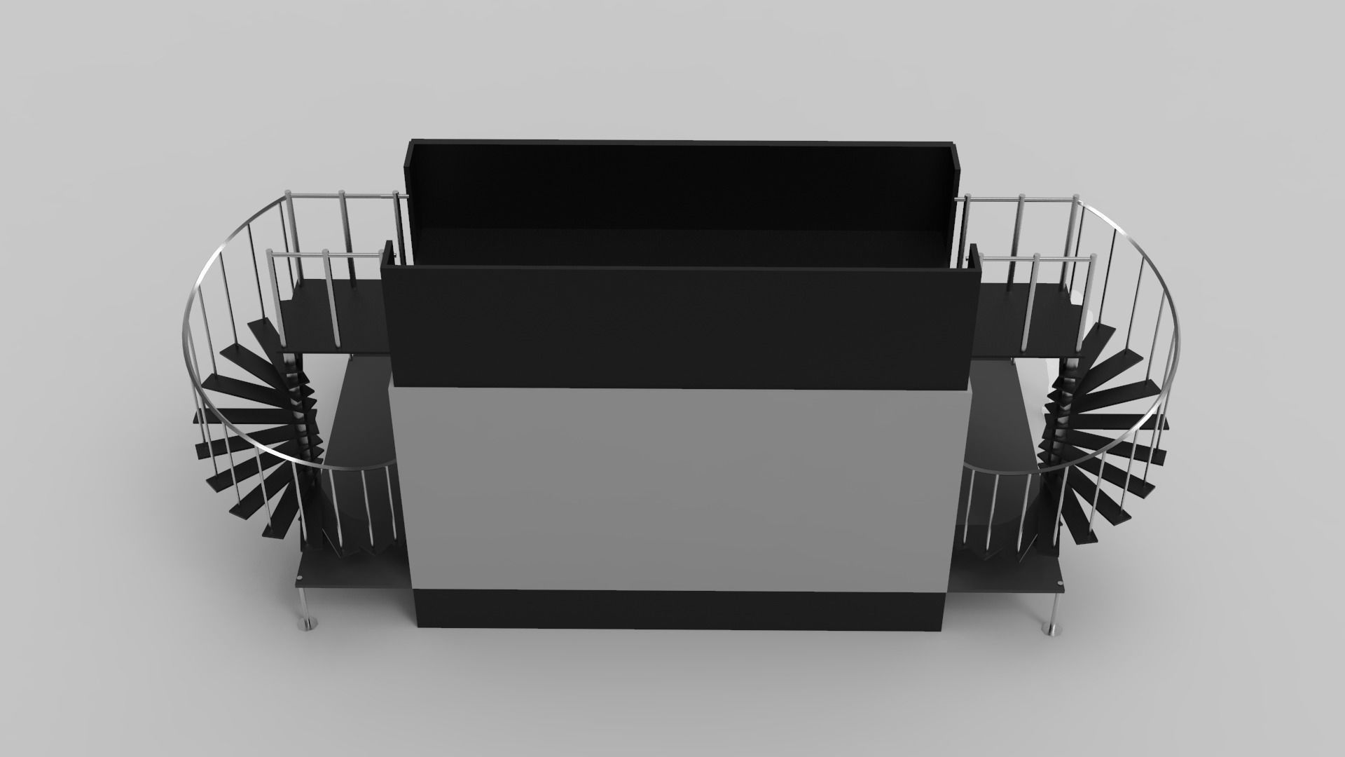 Two Level Stage with Coil Stairs 3D model_5