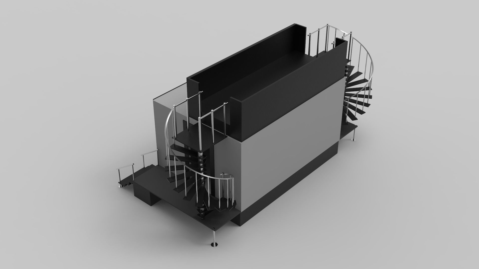 Two Level Stage with Coil Stairs 3D model_4