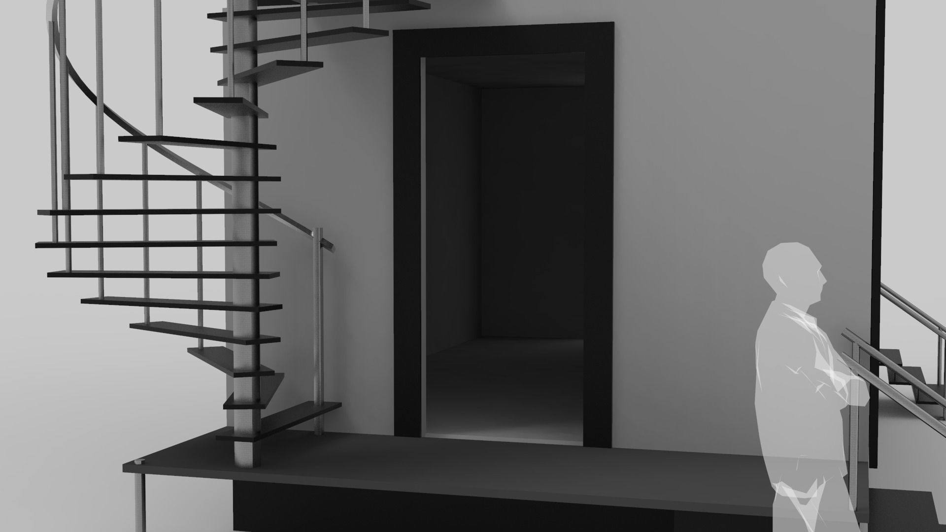 Two Level Stage with Coil Stairs 3D model_7