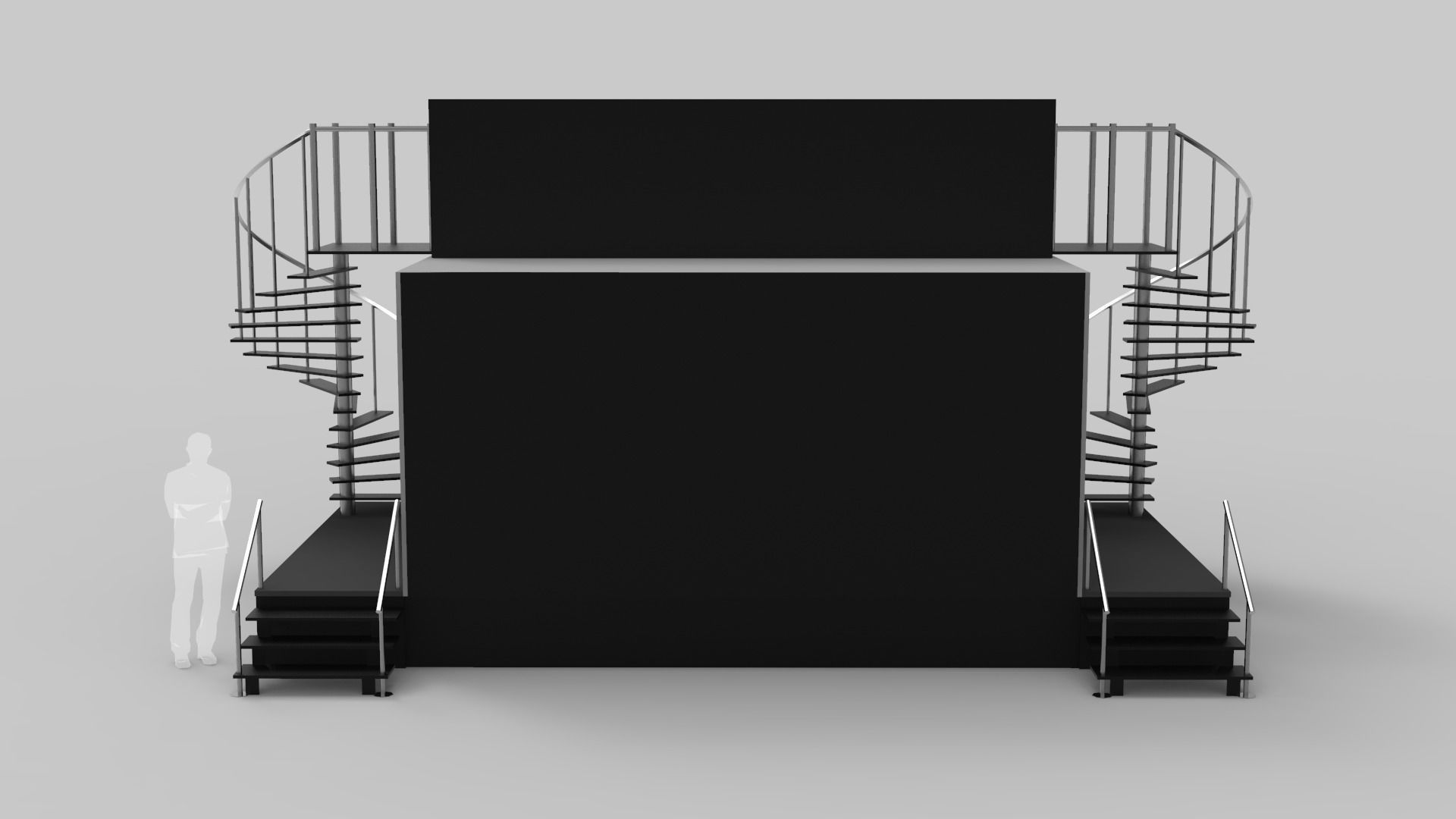 Two Level Stage with Coil Stairs 3D model_1