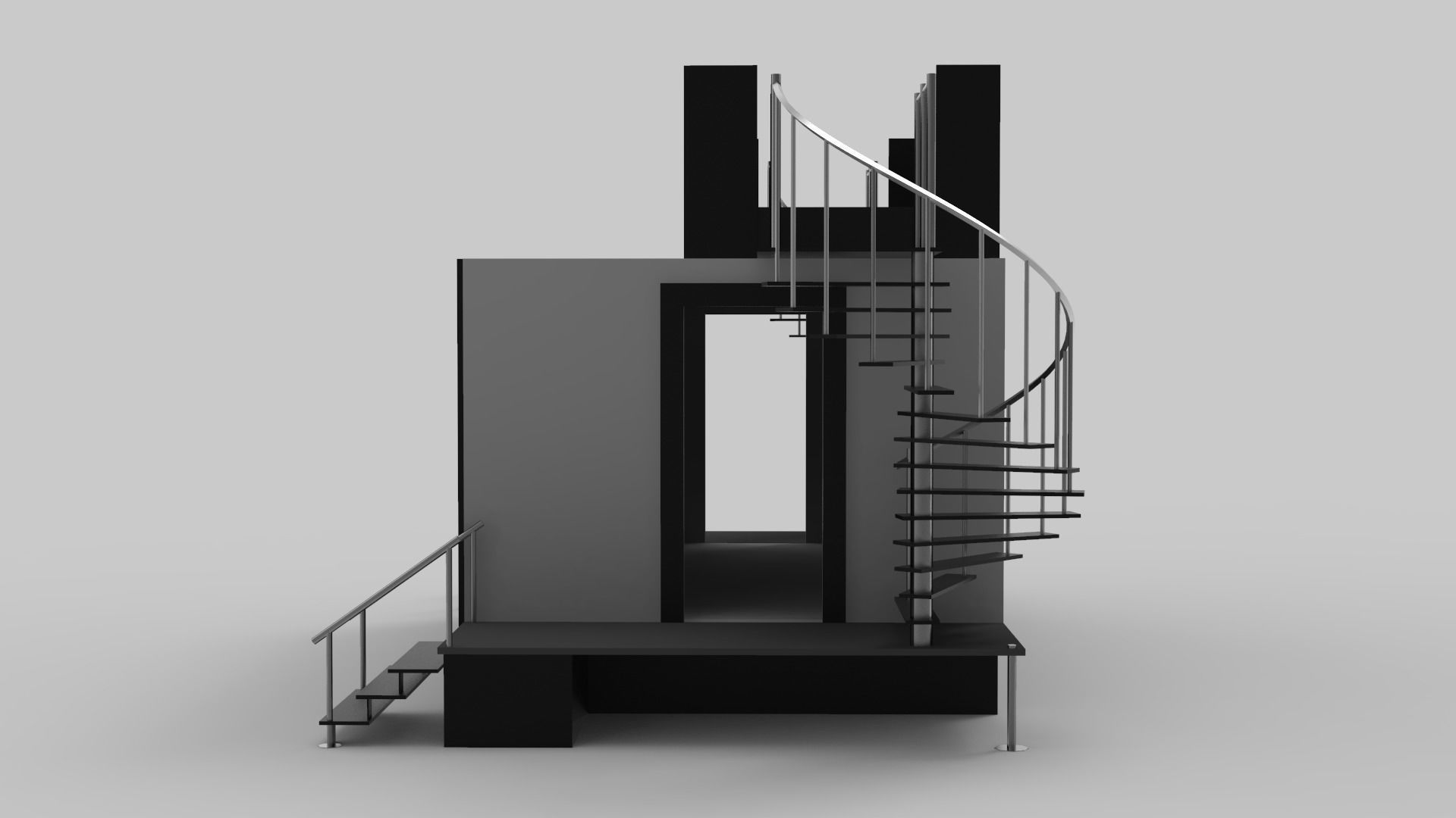 Two Level Stage with Coil Stairs 3D model_3