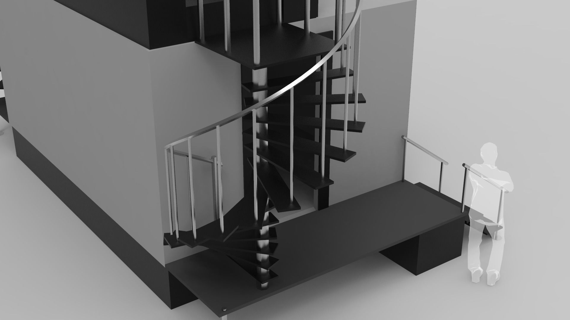 Two Level Stage with Coil Stairs 3D model_6