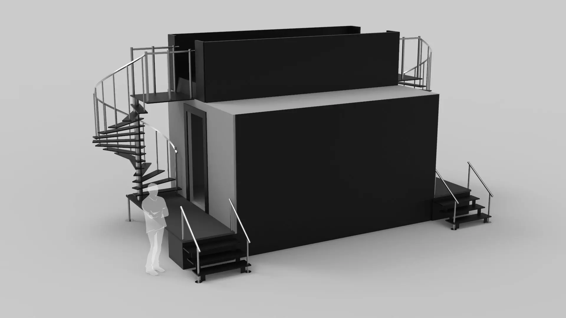 Two Level Stage with Coil Stairs 3D model_0