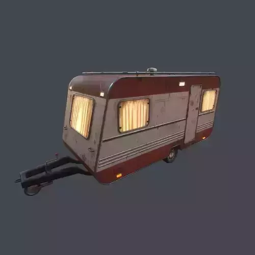 Old Caravan Trailer Low-poly 3D model