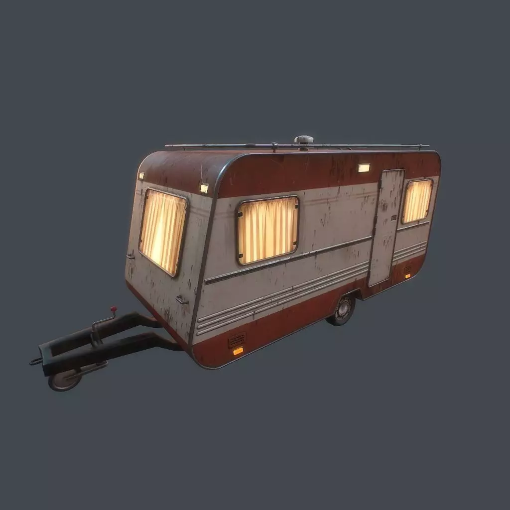 Old Caravan Trailer Low-poly 3D model