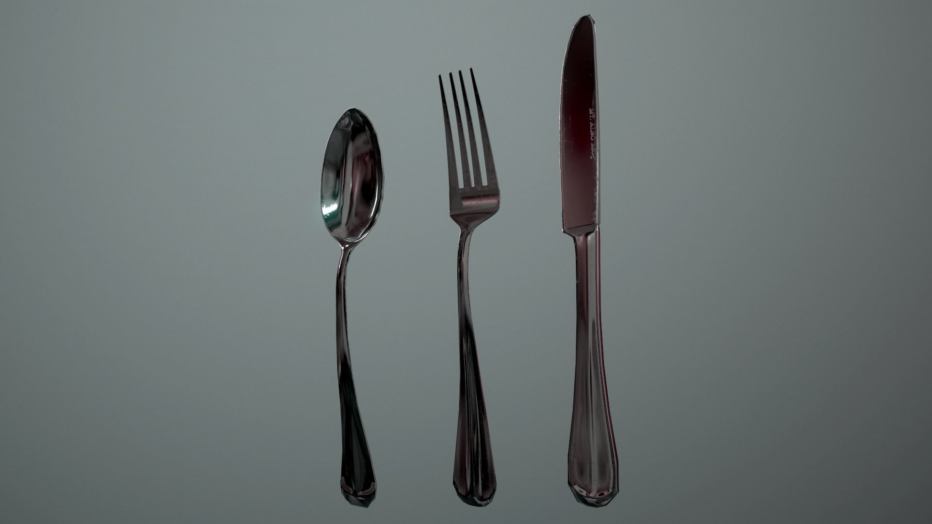 Silver flatware - Game ready low-poly 3D model and textures Low-poly 3D model_4