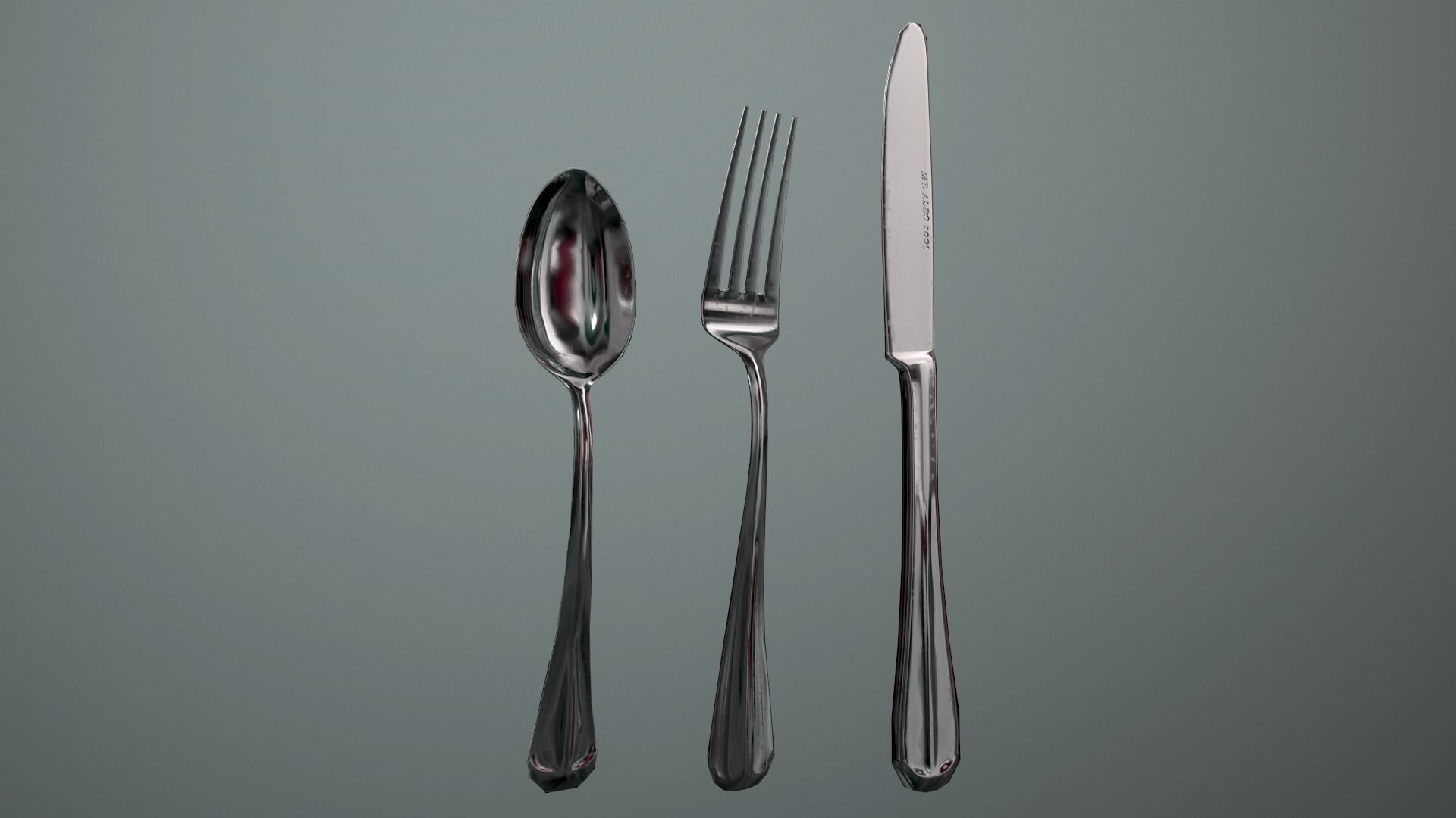 Silver flatware - Game ready low-poly 3D model and textures Low-poly 3D model_3
