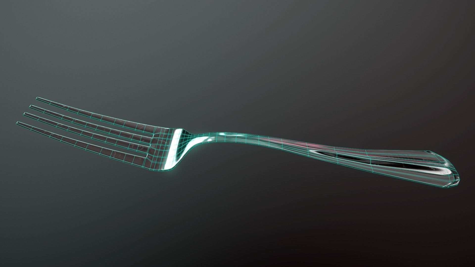 Silver flatware - Game ready low-poly 3D model and textures Low-poly 3D model_9