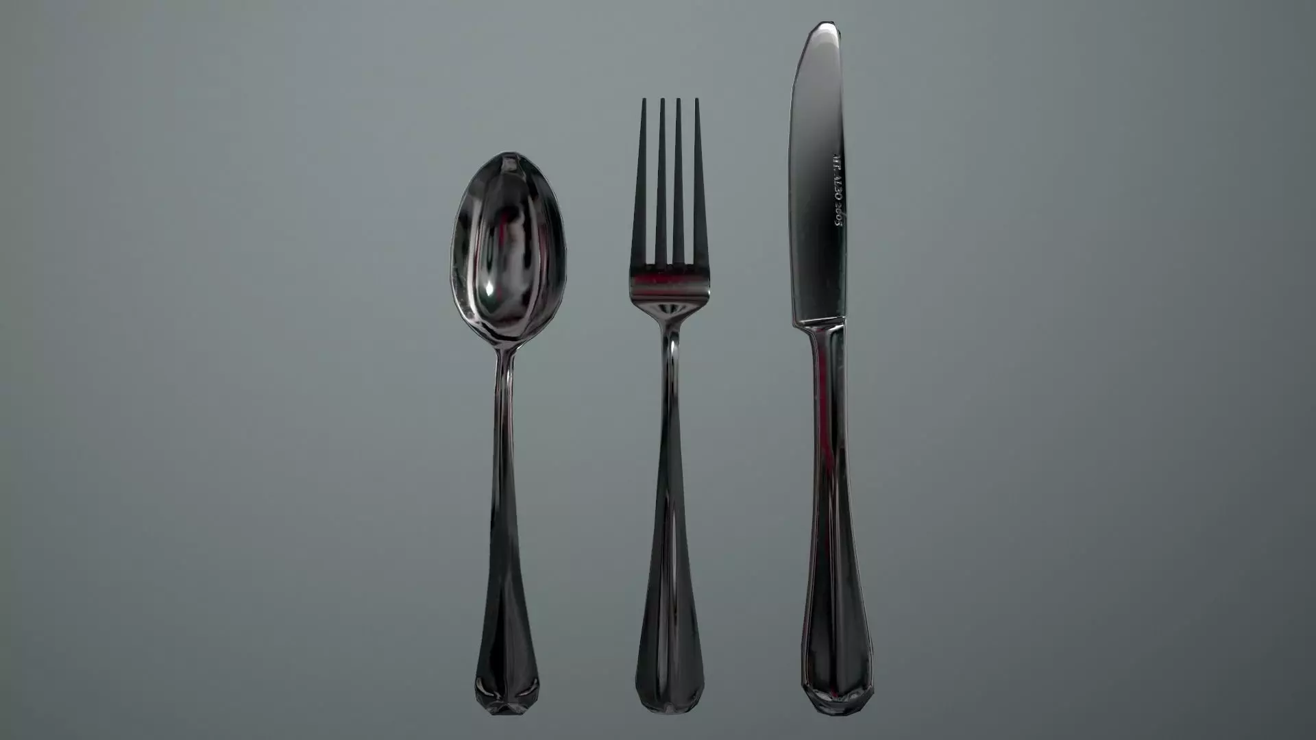 Silver flatware - Game ready low-poly 3D model and textures Low-poly 3D model_0
