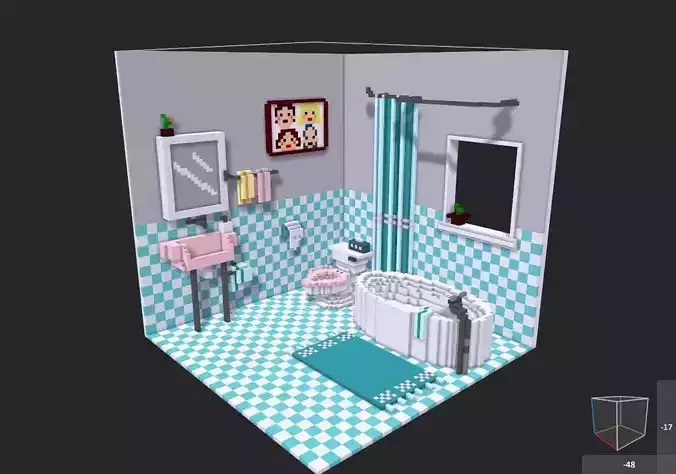 Voxel Family Free low-poly 3D model