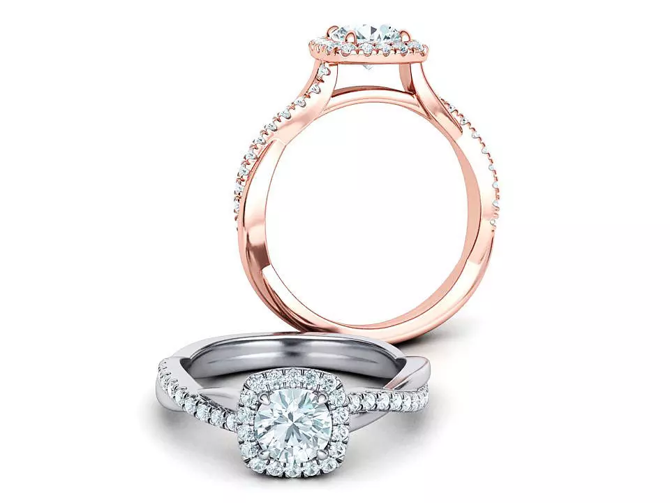 Twisted Vine Halo Diamond Ring 3dmodel N10337 3D print model_0