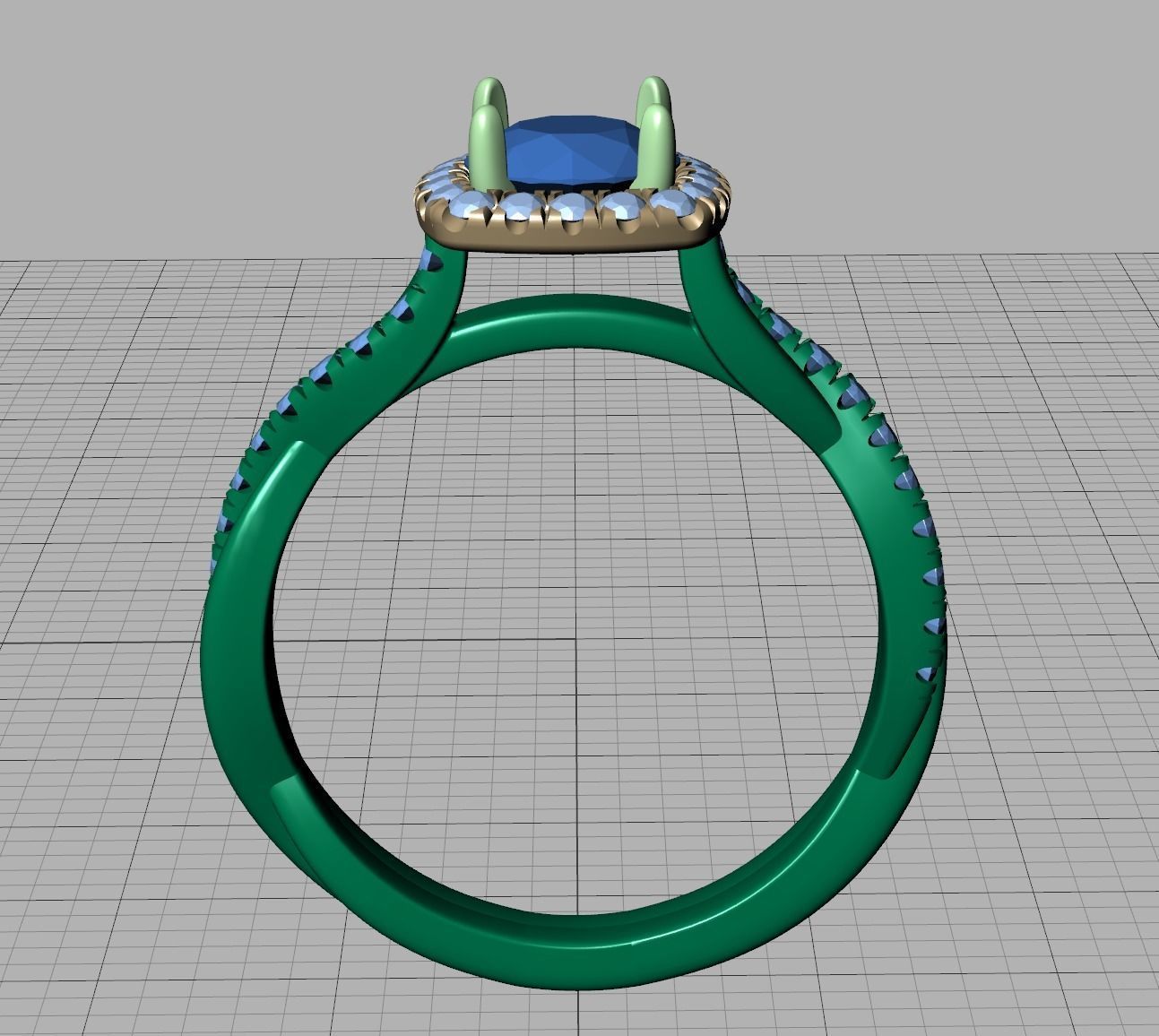 Twisted Vine Halo Diamond Ring 3dmodel N10337 3D print model_7