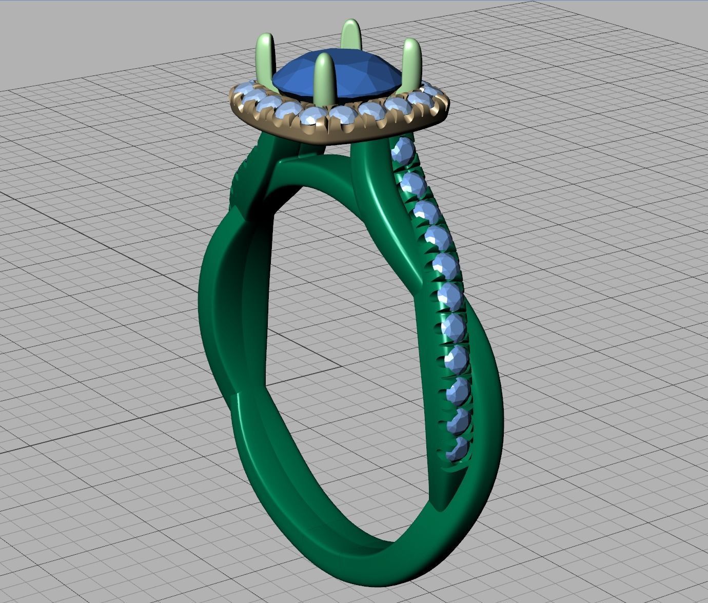 Twisted Vine Halo Diamond Ring 3dmodel N10337 3D print model_5