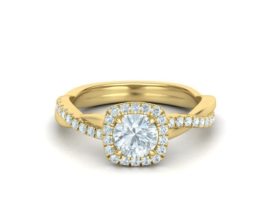 Twisted Vine Halo Diamond Ring 3dmodel N10337 3D print model_2