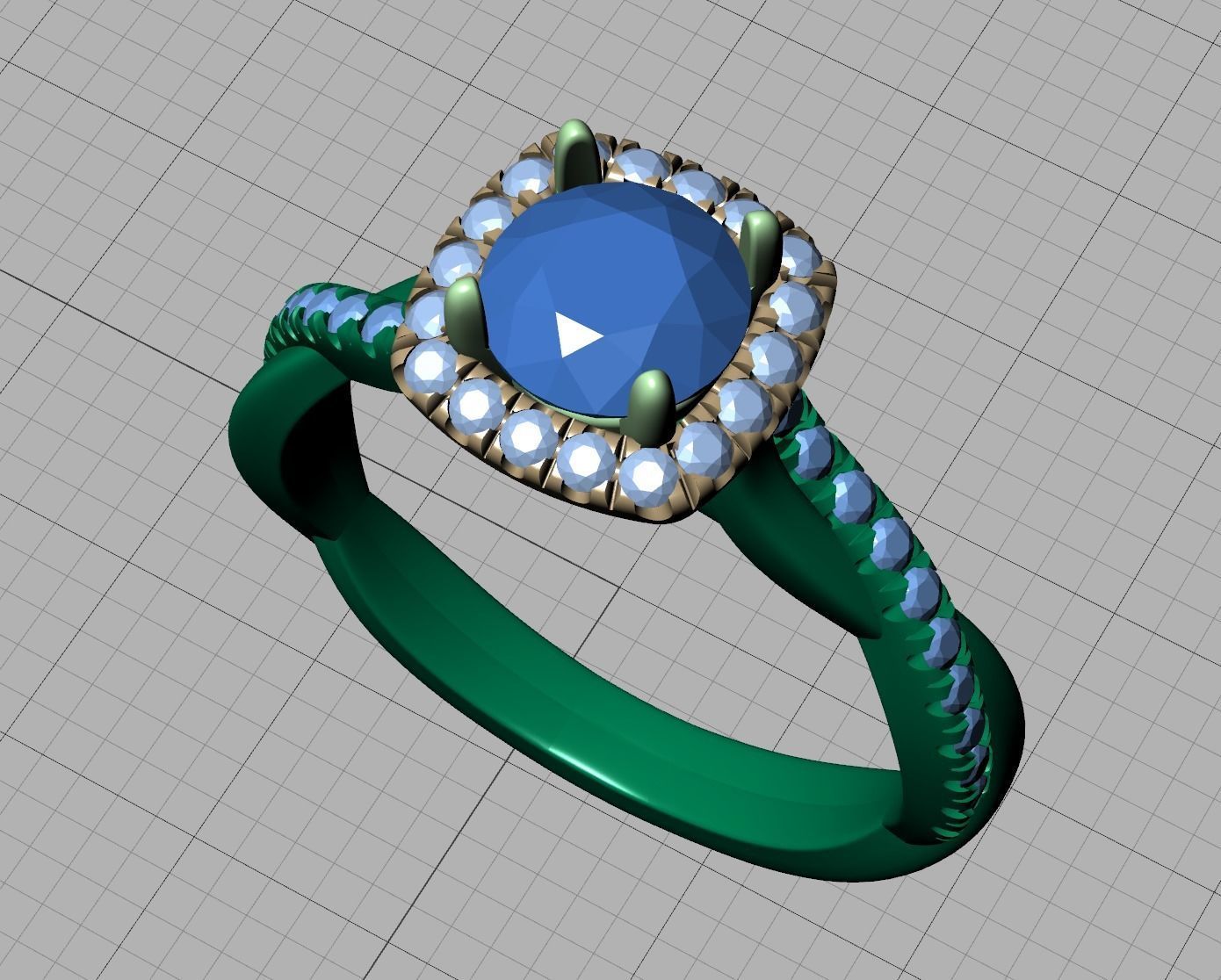 Twisted Vine Halo Diamond Ring 3dmodel N10337 3D print model_6