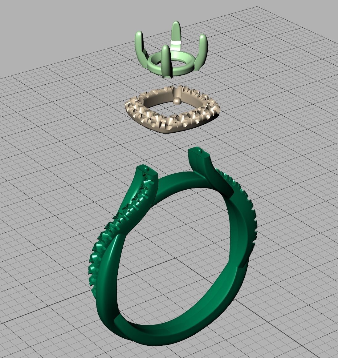 Twisted Vine Halo Diamond Ring 3dmodel N10337 3D print model_8