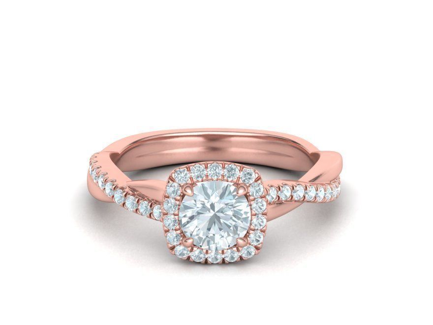 Twisted Vine Halo Diamond Ring 3dmodel N10337 3D print model_1