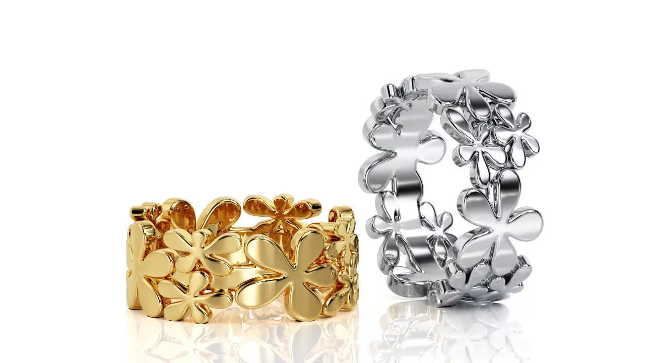 Flower Ring Band R 0068 3D print model