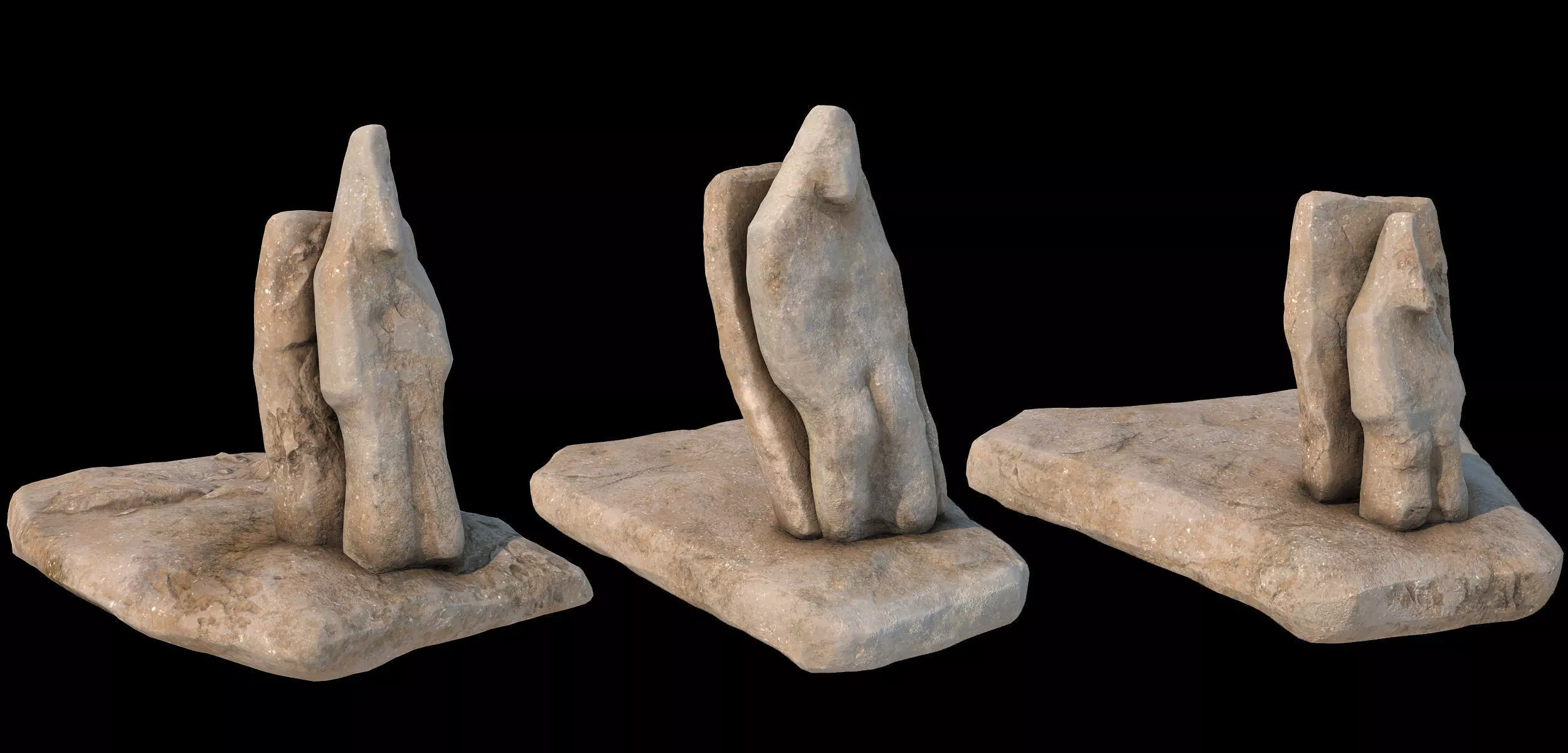 Stone totems kit with PBR workflow for V-Ray 3D model_0