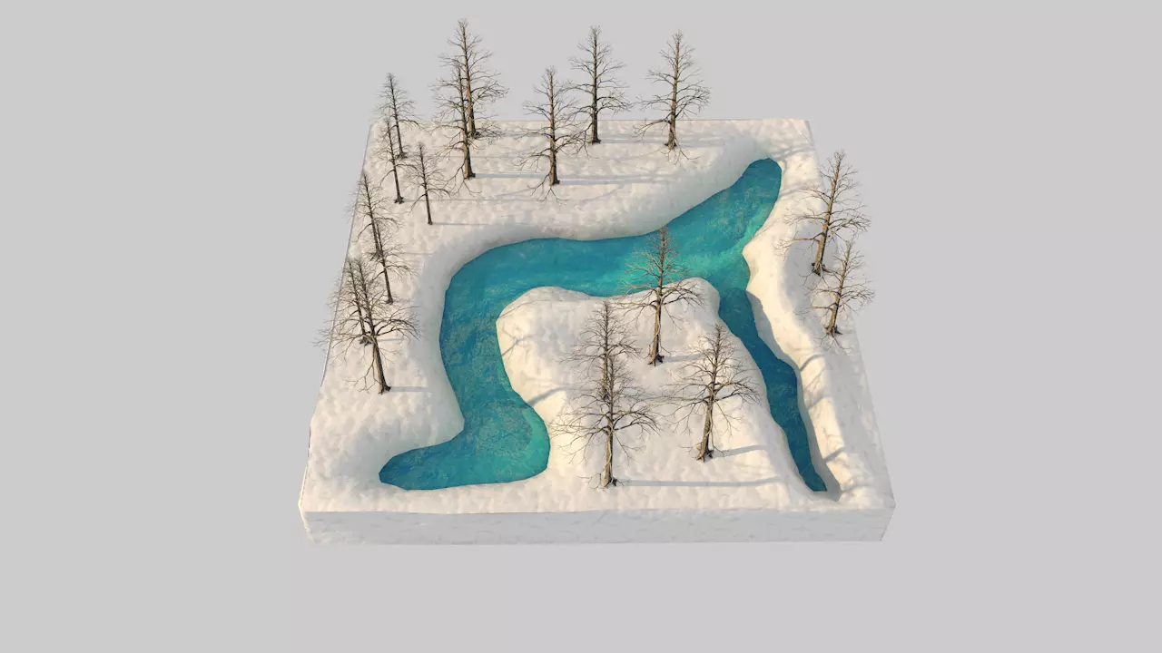 River and snow Free 3D model_0