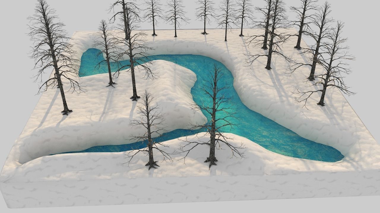 River and snow Free 3D model_6